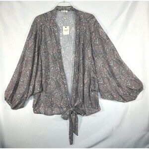 And The Why Kimono Size 2X Paisley Open Front Long Sleeve Sheer